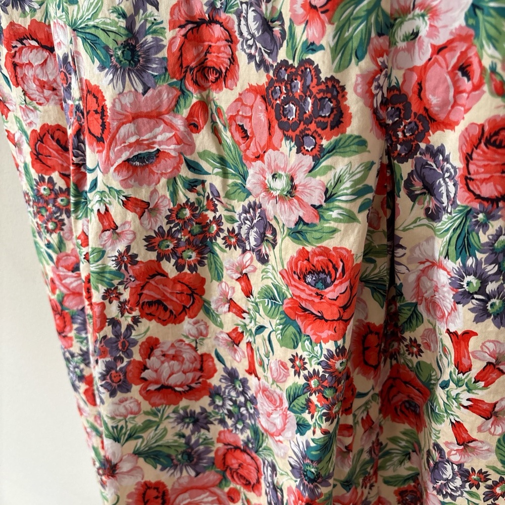 J. Peterman Retro Pink Floral 100% Cotton Midi Dress Sz 12 - Picture 5 of 12